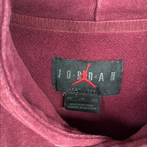 Jordan Men's Burgundy Hoodie - Picture 3 of 4
